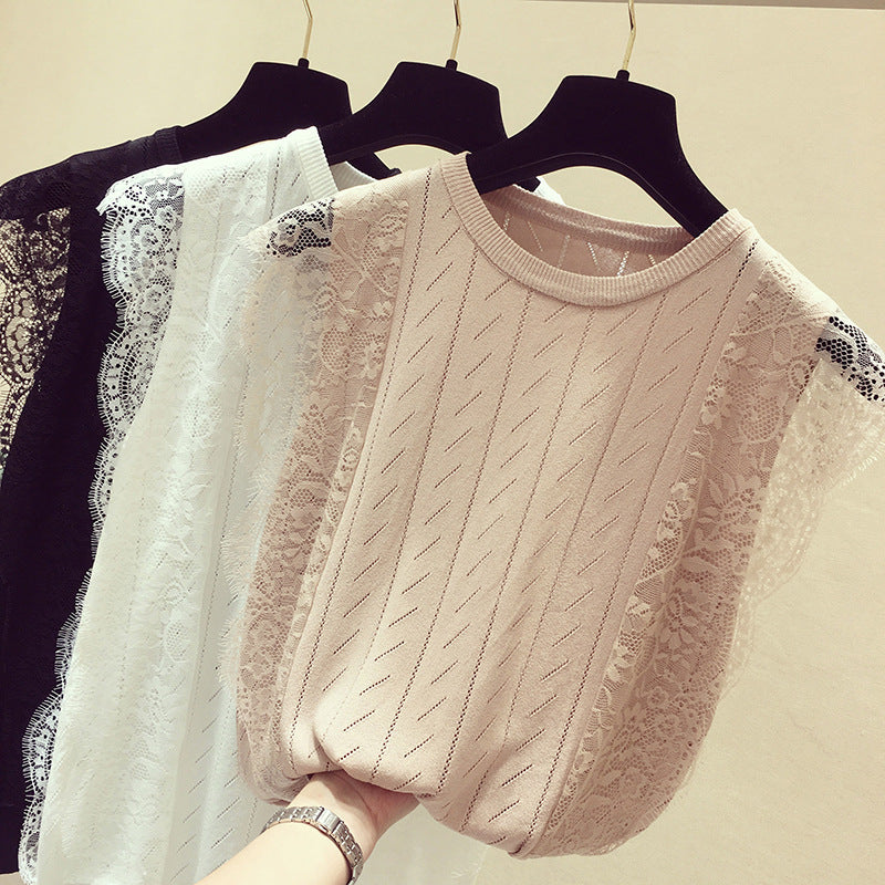 Lace knitted vest women