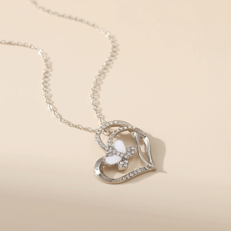 Accessories Love Heart Inlaid Zirconium Pendant Necklace Women