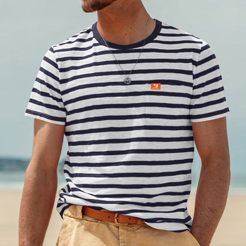 Striped Men's Short Sleeved T-shirt For Summer Casual Wear