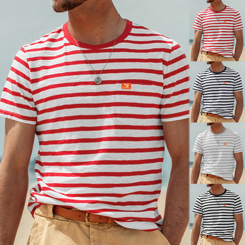 Striped Men's Short Sleeved T-shirt For Summer Casual Wear