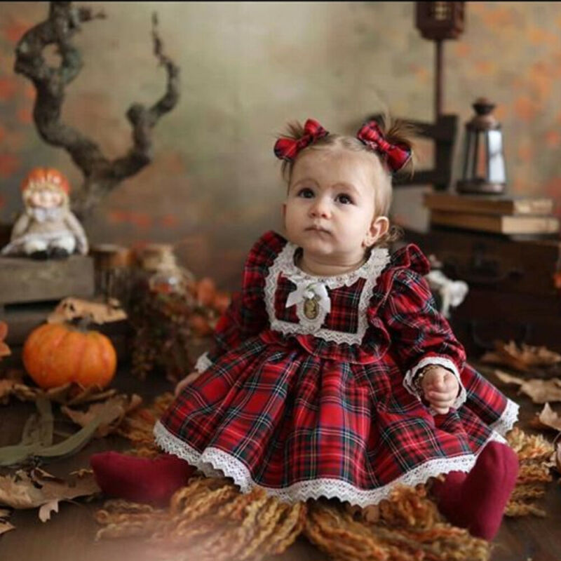 Christmas Red Dress Toddler Baby Kid Girls Lace
