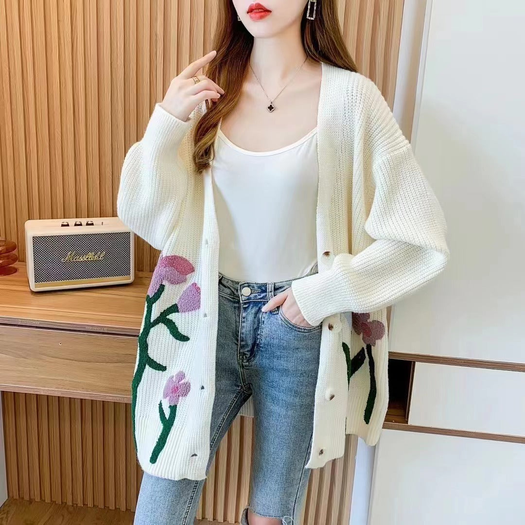 Fashionable Knitted Cardigan Top Women