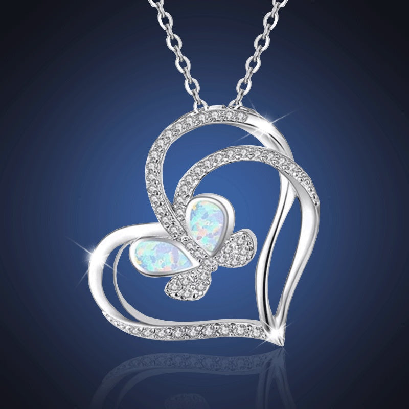 Accessories Love Heart Inlaid Zirconium Pendant Necklace Women