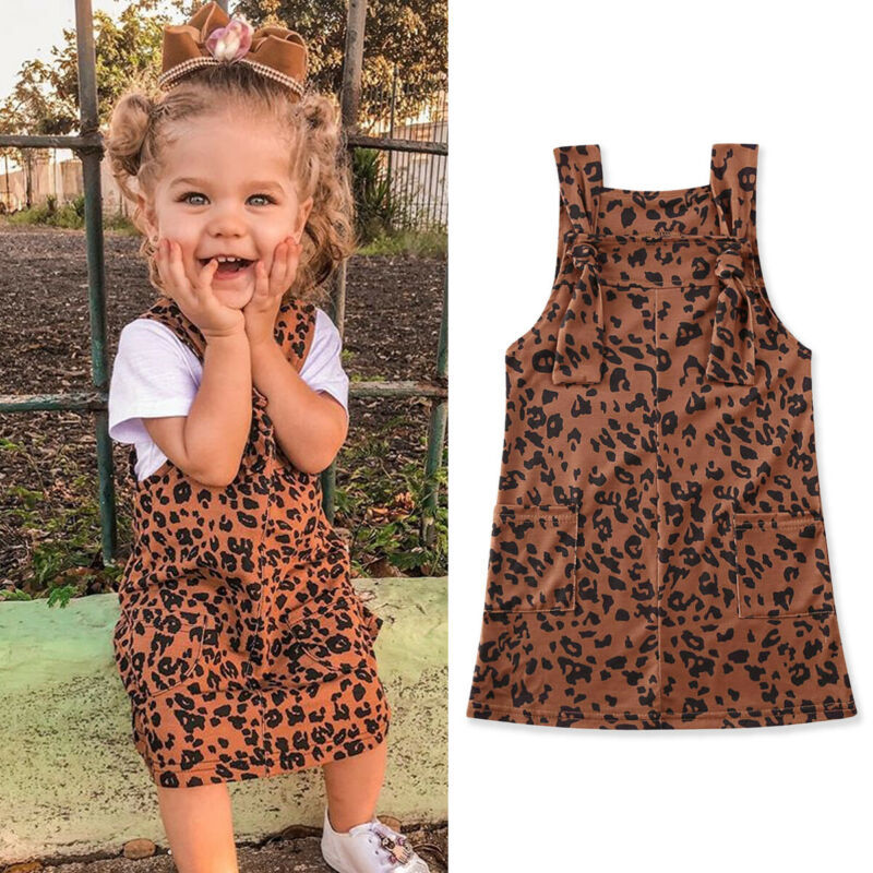 Baby Kid Girls Leopard Dress Sleeveless Casual