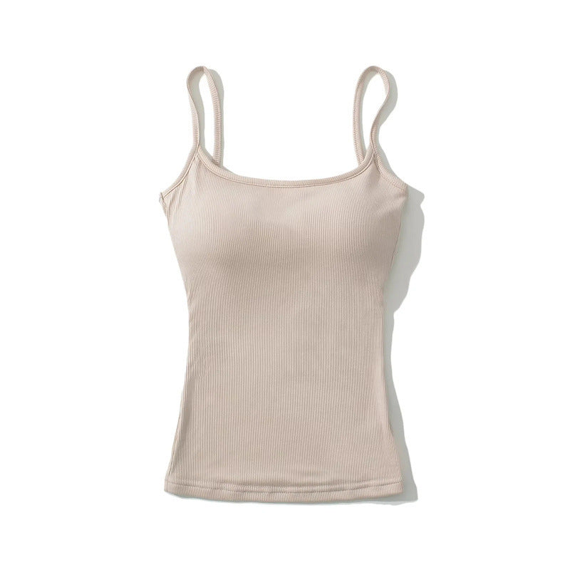 Dopamine Hot Girl Double Layer Plus Chest Pad Thin Shoulder Camisole