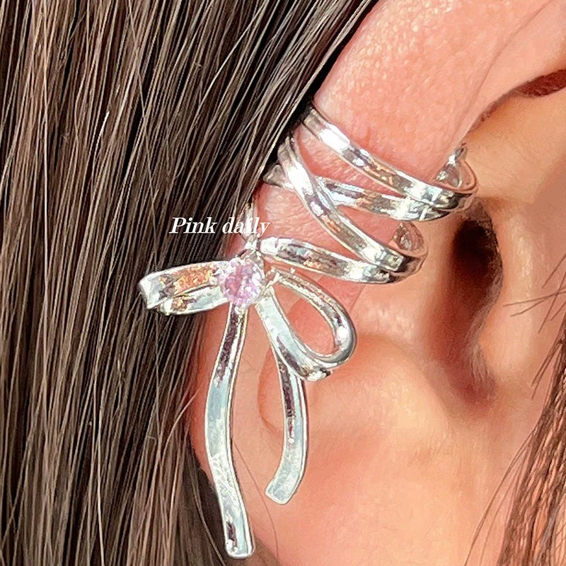 Fashion Jewelry Ballet Style Ribbon Bow Earrings For Women