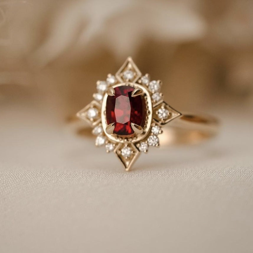 Vintage Alloy Inlaid Zircon Ring For Women